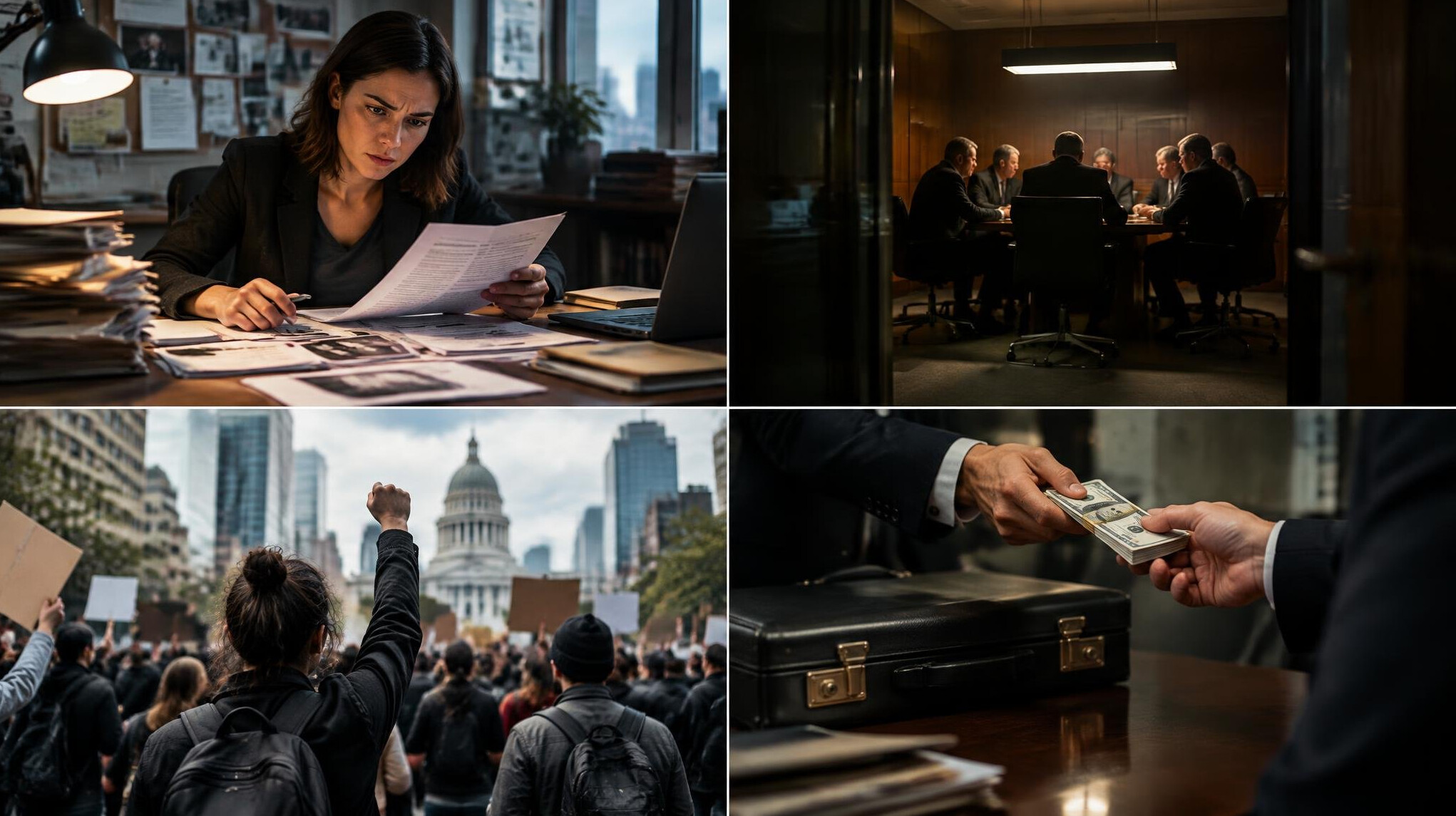 investigative journalist reviewing documents