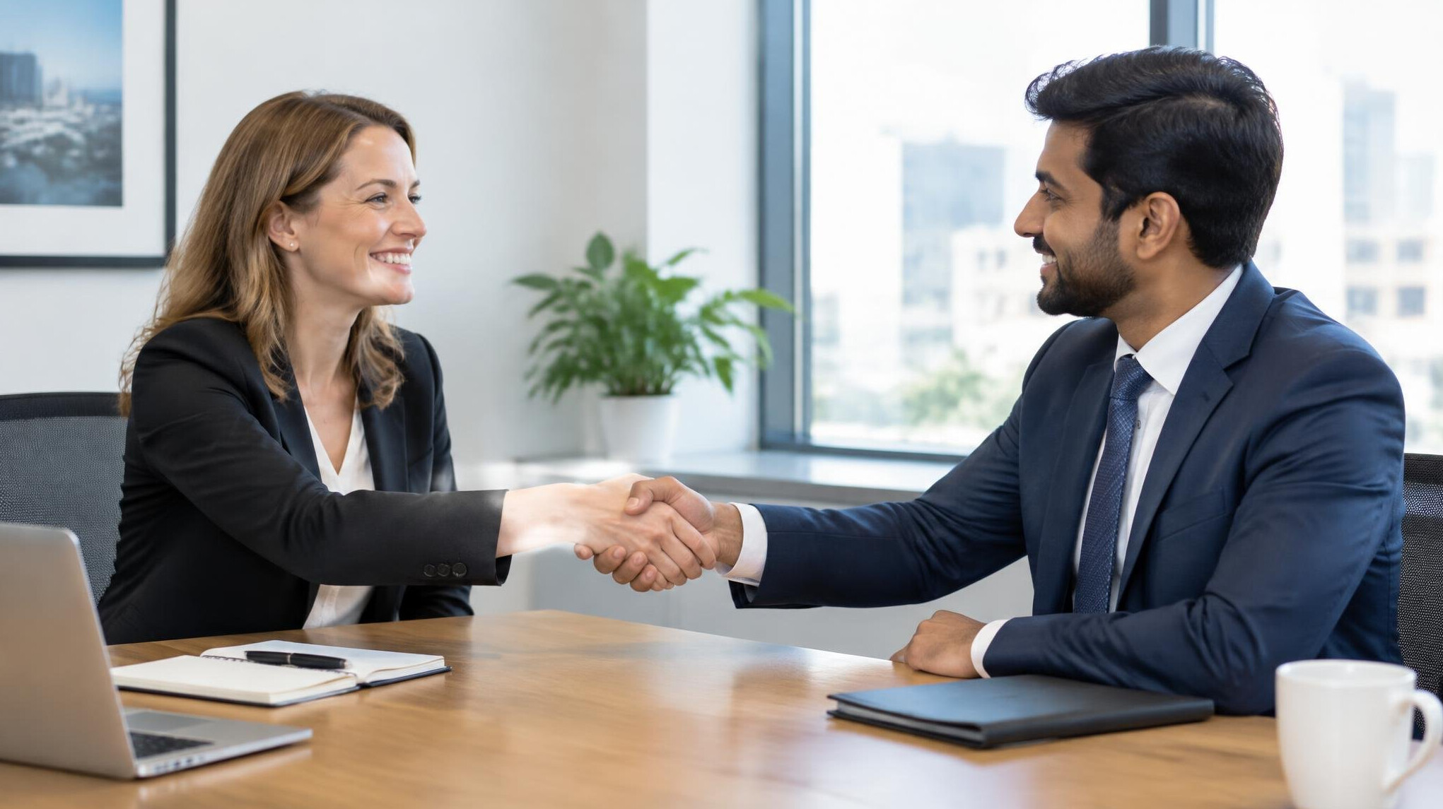 Two professionals shaking hands